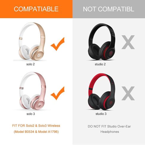 Replacement Ear Pads for Beats Solo 3 - Cooling Gel Earpad Cushions for Solo 2 & 3 Wired Wireless - Headphones Covers with Strong Adhesive Memory Foam (White) in Kuwait