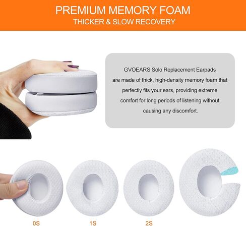 Replacement Ear Pads for Beats Solo 3 - Cooling Gel Earpad Cushions for Solo 2 & 3 Wired Wireless - Headphones Covers with Strong Adhesive Memory Foam (White) in Kuwait