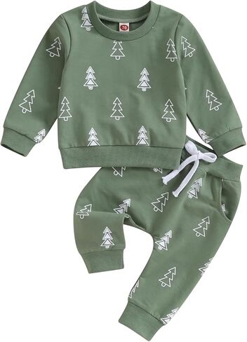 Toddler Infant Baby Boy Christmas Outfits Pants Set Fall Newborn Boys Long Sleeve Sweatshirt Clothes Suit in Saudi Arabia