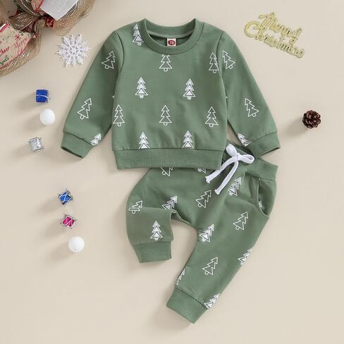 Toddler Infant Baby Boy Christmas Outfits Pants Set Fall Newborn Boys Long Sleeve Sweatshirt Clothes Suit in Saudi Arabia
