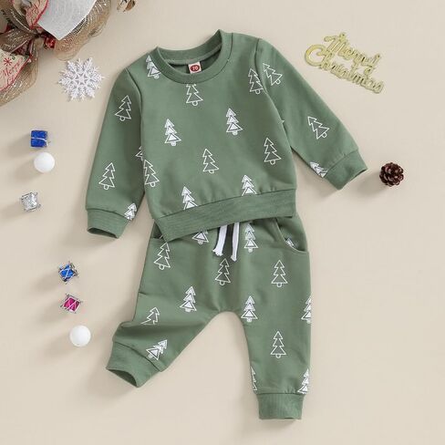Toddler Infant Baby Boy Christmas Outfits Pants Set Fall Newborn Boys Long Sleeve Sweatshirt Clothes Suit in Saudi Arabia