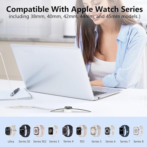 5W Fast Charger Magnetic for Apple Watch, 3FT USB C for iWatch Magnetic Wireless Charging Cable with Max 20W PD Power Adapter Set Compatible with Apple Watch Series SE/SE2/Ultra/Nike/8/7/6/5/4/3/2 in Saudi Arabia