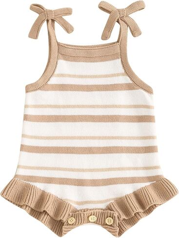 Newborn Baby Girl Knit Overall Sleeveless Strap Halter Sweater Romper One Piece Bodysuit Jumpsuit Summer Clothes in Saudi Arabia