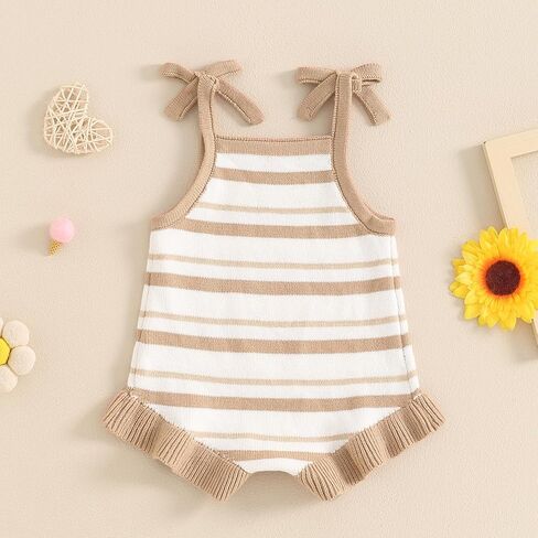 Newborn Baby Girl Knit Overall Sleeveless Strap Halter Sweater Romper One Piece Bodysuit Jumpsuit Summer Clothes in Saudi Arabia