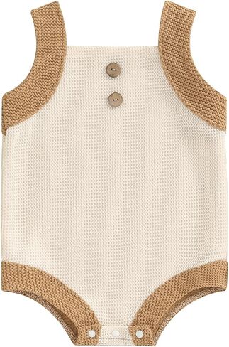 Newborn Baby Girl Knit Overall Sleeveless Strap Halter Sweater Romper One Piece Bodysuit Jumpsuit Summer Clothes in Saudi Arabia