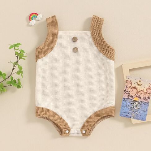 Newborn Baby Girl Knit Overall Sleeveless Strap Halter Sweater Romper One Piece Bodysuit Jumpsuit Summer Clothes in Saudi Arabia