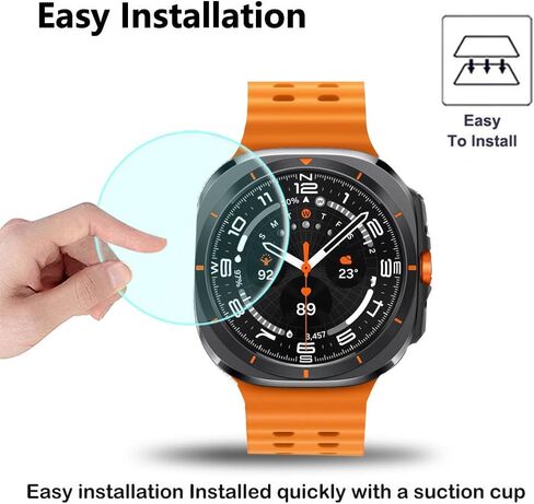 Poyiccot متوافق مع Galaxy Watch 7 47mm Ultra Screen Protector، واقي شاشة من الزجاج المقسى مقاوم للماء HD Clear Film لـ Galaxy Watch 7 Ultra Accessories، 2 Pack in Kuwait