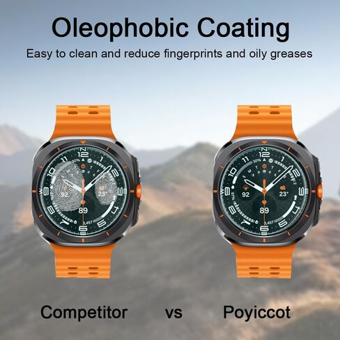 Poyiccot متوافق مع Galaxy Watch 7 47mm Ultra Screen Protector، واقي شاشة من الزجاج المقسى مقاوم للماء HD Clear Film لـ Galaxy Watch 7 Ultra Accessories، 2 Pack in Kuwait
