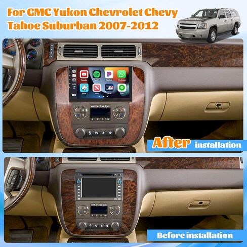 Roinvou [2G+64G] راديو سيارة جي إم سي يوكون شيفروليه تشيفي تاهو سوبربان 2007-2012 مع Carplay اللاسلكي/Android Auto، 9 بوصة Android 13 شاشة لمس للسيارة، بلوتوث، GPS Navi، WiFi، 28UI، DSP in Saudi Arabia