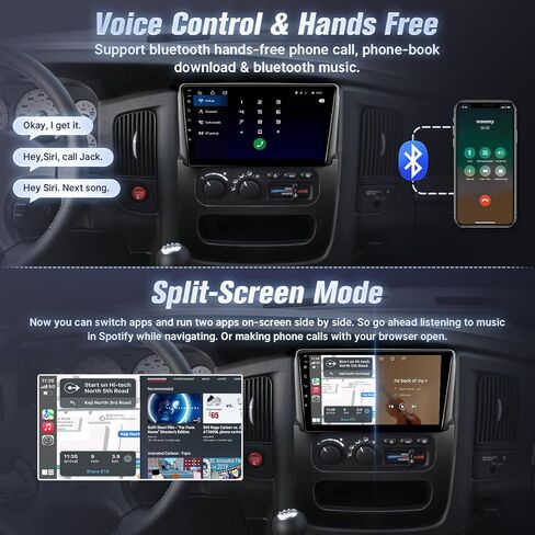 Leadfan Car Radio for Dodge RAM 1500 2500 3500 2002 2003 2004 2005 with Wireless Carplay Android Auto 9" Touch Screen Car Stereo Android Head Unit - WiFi,GPS,38UI + SWC+ AHD Backup Camera in Saudi Arabia