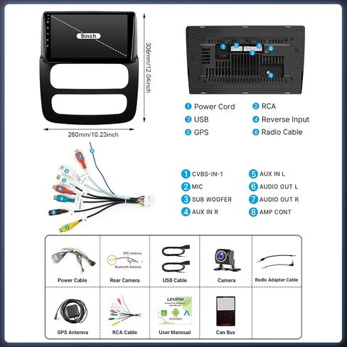 Leadfan Car Radio for Dodge RAM 1500 2500 3500 2002 2003 2004 2005 with Wireless Carplay Android Auto 9" Touch Screen Car Stereo Android Head Unit - WiFi,GPS,38UI + SWC+ AHD Backup Camera in Saudi Arabia