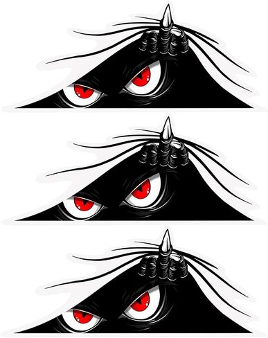 3PCS Peeking Monster Angry Eyes Car Decals,Funny Monster Stickers for Cars, Trucks, Dents & Sports Cars, Large Black Vinyl Bumper Stickers and Decals (10x4 inches) in Saudi Arabia
