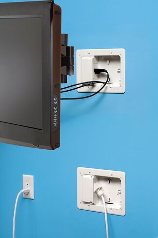 Arlington TVL2508K-1 طقم جسر تلفزيون منخفض المستوى للجدران الضحلة، صندوق 8 بوصة × 5 بوصة، جدار جاف 1/2 بوصة أو 5/8 بوصة، أبيض، عبوة واحدة in Kuwait