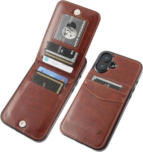 KIHUWEY for iPhone 16 Plus Wallet Case Card Holder Kickstand, Black in Saudi Arabia