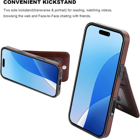 KIHUWEY for iPhone 16 Plus Wallet Case Card Holder Kickstand, Black in Saudi Arabia
