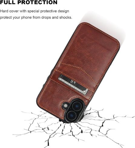 KIHUWEY for iPhone 16 Plus Wallet Case Card Holder Kickstand, Black in Saudi Arabia