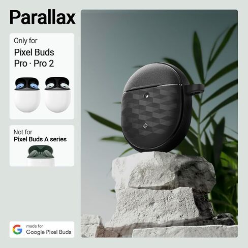 حافظة Caseology Parallax لـ Google Pixel Buds Pro 2 (2024)، لحافظة Buds Pro (2022) [تشمل حلقة تسلق] - أسود غير لامع in Kuwait