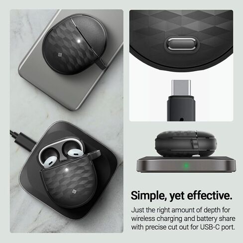 حافظة Caseology Parallax لـ Google Pixel Buds Pro 2 (2024)، لحافظة Buds Pro (2022) [تشمل حلقة تسلق] - أسود غير لامع in Kuwait