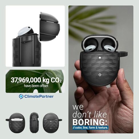 حافظة Caseology Parallax لـ Google Pixel Buds Pro 2 (2024)، لحافظة Buds Pro (2022) [تشمل حلقة تسلق] - أسود غير لامع in Kuwait
