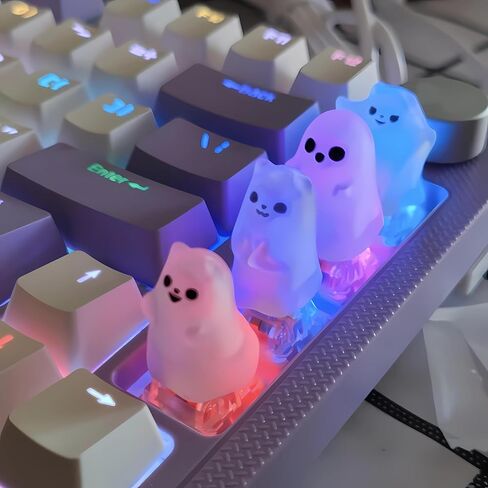 Artisan Keycaps - Cute Ghost Resin Keycaps Custom Escape Handmade Keycap for Mechanical Keyboard Key Cap (Poor Ghost_01, Opaque) in Kuwait