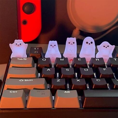 Artisan Keycaps - Cute Ghost Resin Keycaps Custom Escape Handmade Keycap for Mechanical Keyboard Key Cap (Poor Ghost_01, Opaque) in Kuwait