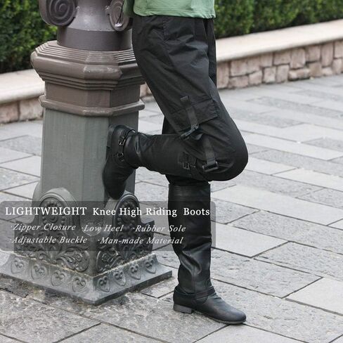 Women’s Block Low Heel Knee High Boots Zipper Closure with Buckle Fashion Riding Boots in Saudi Arabia