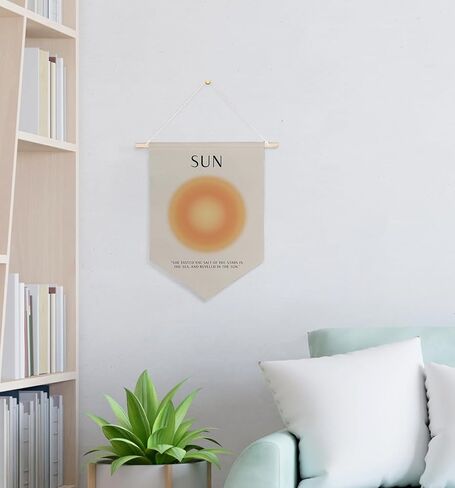 QODUNG Positive Aura Aesthetic Canvas Banner,Sea Minimalist Wall Decor,Abstract Aura Mind Body Canvas Hanging Pennant Flag Banner for Home Bedroom in Saudi Arabia