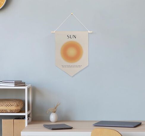 QODUNG Positive Aura Aesthetic Canvas Banner,Sea Minimalist Wall Decor,Abstract Aura Mind Body Canvas Hanging Pennant Flag Banner for Home Bedroom in Saudi Arabia