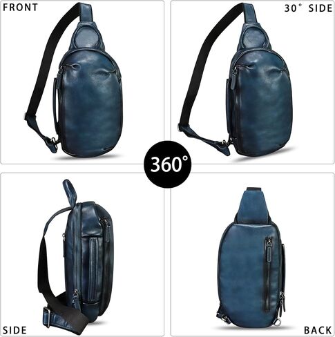 حقيبة ظهر من الجلد الطبيعي مرسومة يدويًا حقيبة ظهر بحمالة كروس مصنوعة يدويًا على الصدر حقيبة كتف Daypack محفظة فاني in Kuwait