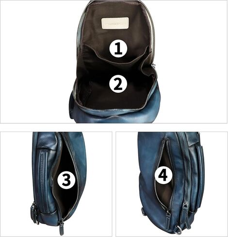 حقيبة ظهر من الجلد الطبيعي مرسومة يدويًا حقيبة ظهر بحمالة كروس مصنوعة يدويًا على الصدر حقيبة كتف Daypack محفظة فاني in Kuwait