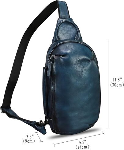 حقيبة ظهر من الجلد الطبيعي مرسومة يدويًا حقيبة ظهر بحمالة كروس مصنوعة يدويًا على الصدر حقيبة كتف Daypack محفظة فاني in Kuwait