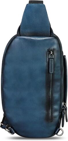 حقيبة ظهر من الجلد الطبيعي مرسومة يدويًا حقيبة ظهر بحمالة كروس مصنوعة يدويًا على الصدر حقيبة كتف Daypack محفظة فاني in Kuwait