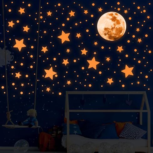 538Pcs Glow in The Dark Wall Stickers, Luminous Ceiling Stars Moon Space Galaxy Universe Planet Wall Decals Self-Adhesive Blue Glowing Stickers for Kids Bedroom Nursery Living Room Decor in Saudi Arabia
