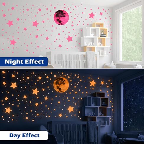 538Pcs Glow in The Dark Wall Stickers, Luminous Ceiling Stars Moon Space Galaxy Universe Planet Wall Decals Self-Adhesive Blue Glowing Stickers for Kids Bedroom Nursery Living Room Decor in Saudi Arabia