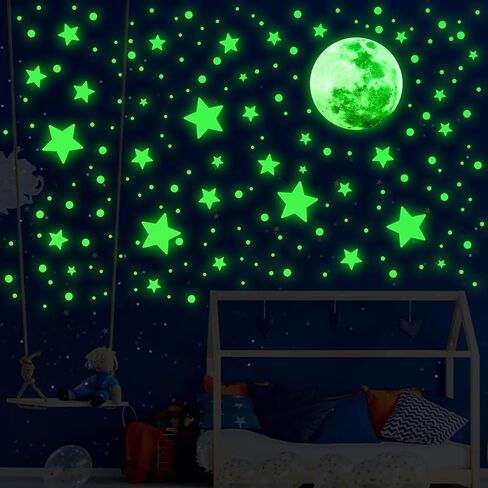 538Pcs Glow in The Dark Wall Stickers, Luminous Ceiling Stars Moon Space Galaxy Universe Planet Wall Decals Self-Adhesive Blue Glowing Stickers for Kids Bedroom Nursery Living Room Decor in Saudi Arabia