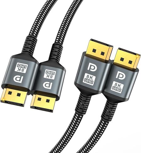 كابل DisplayPort 16K 2.1، كابل 20 قدم DP [16K@60 هرتز، 8K@120 هرتز، 4K@240 هرتز، 40 جيجابت في الثانية]، كابل DP إلى DP مطلي بالذهب عالي السرعة لشاشة الألعاب، شاشة HDR/HDCP/FreeSync/G-Sync 4090 7900XTX in Kuwait