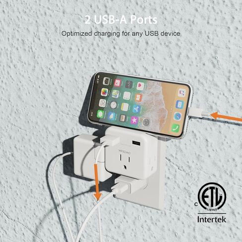 أساسيات الرحلات البحرية، شريط طاقة للسفر مع 3 منافذ ومنفذين USB، ملحقات الرحلات البحرية التي لا غنى عنها، أساسيات السفر، واقي ضد زيادة التيار لسفن الرحلات البحرية، السفر، المكتب المنزلي، مدرج في قائمة ETL، أبيض in Kuwait