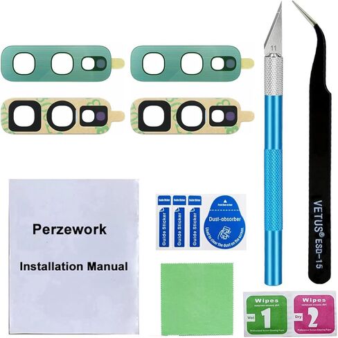 قطعتان من زجاج عدسة الكاميرا الخلفية OEM لهاتف Samsung Galaxy S10E 5.8 بوصة (أخضر) مع أداة لاصقة وإصلاح مثبتة مسبقًا in Kuwait