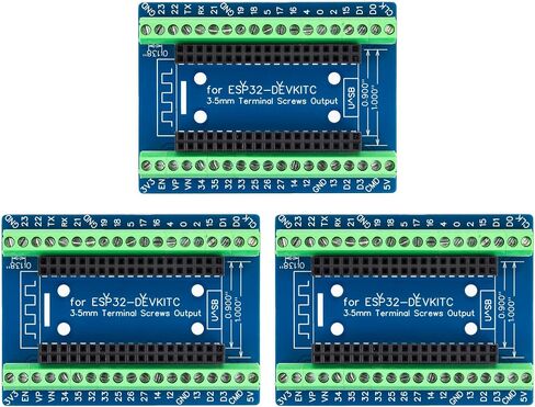 3pcs ESP32 Terminal Breakout Board 38 Pins GPIO Expansion Board Compatible for ESP32-DevKitC 0.9" or 1.0" Size Module in Saudi Arabia