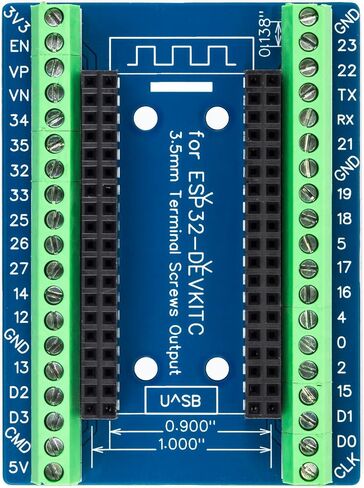 3pcs ESP32 Terminal Breakout Board 38 Pins GPIO Expansion Board Compatible for ESP32-DevKitC 0.9" or 1.0" Size Module in Saudi Arabia