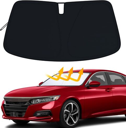 PIMCAR Windshield Sun Shade for 2023 2024 Honda Accord, 310T Reflective Polyester Front Window Sun Visor Blocks UV Rays Foldable Sunshade Honda Accord Accessories in Kuwait