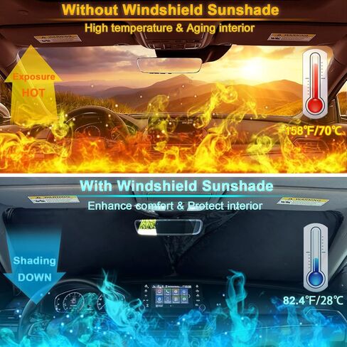 PIMCAR Windshield Sun Shade for 2023 2024 Honda Accord, 310T Reflective Polyester Front Window Sun Visor Blocks UV Rays Foldable Sunshade Honda Accord Accessories in Kuwait