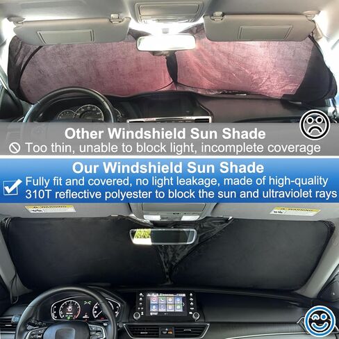 PIMCAR Windshield Sun Shade for 2023 2024 Honda Accord, 310T Reflective Polyester Front Window Sun Visor Blocks UV Rays Foldable Sunshade Honda Accord Accessories in Kuwait