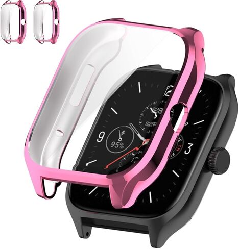 Screen Protector Case for Amazfit GTS 4 Smart Watch, 2-Pack Soft TPU Ultra-Thin Full Face Cover Replacement Bumper Accessories for Amazfit GTS 4, Black in Kuwait