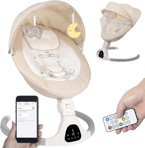 Baby Swing for Infants to Toddler Portable Babies Swing Timing Function 5 Swing Speeds Bluetooth Touch Screen Music Speaker with 10 Preset Lullabies 5-Point Carabiner in Saudi Arabia