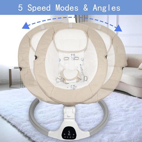 Baby Swing for Infants to Toddler Portable Babies Swing Timing Function 5 Swing Speeds Bluetooth Touch Screen Music Speaker with 10 Preset Lullabies 5-Point Carabiner in Saudi Arabia