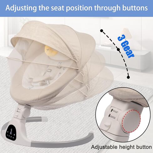 Baby Swing for Infants to Toddler Portable Babies Swing Timing Function 5 Swing Speeds Bluetooth Touch Screen Music Speaker with 10 Preset Lullabies 5-Point Carabiner in Saudi Arabia