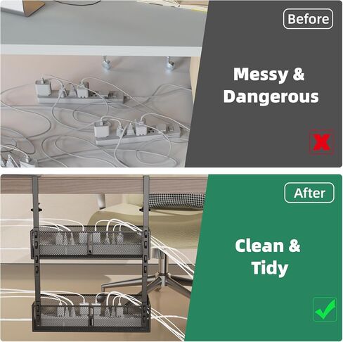Multi-Model Under Desk Cable Management 2 Pack Metal Under Desk Wire Management Tray Clamp Mount Under Table Cord Management No Damage The Desk in Saudi Arabia