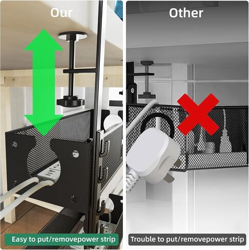 Multi-Model Under Desk Cable Management 2 Pack Metal Under Desk Wire Management Tray Clamp Mount Under Table Cord Management No Damage The Desk in Saudi Arabia