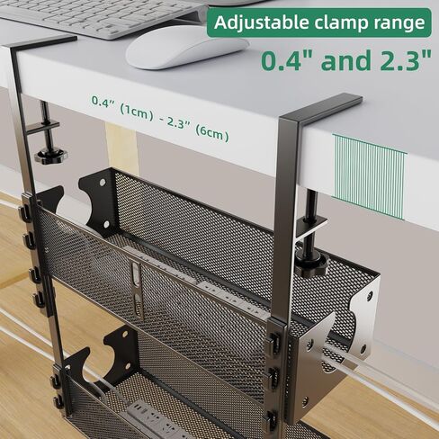 Multi-Model Under Desk Cable Management 2 Pack Metal Under Desk Wire Management Tray Clamp Mount Under Table Cord Management No Damage The Desk in Saudi Arabia